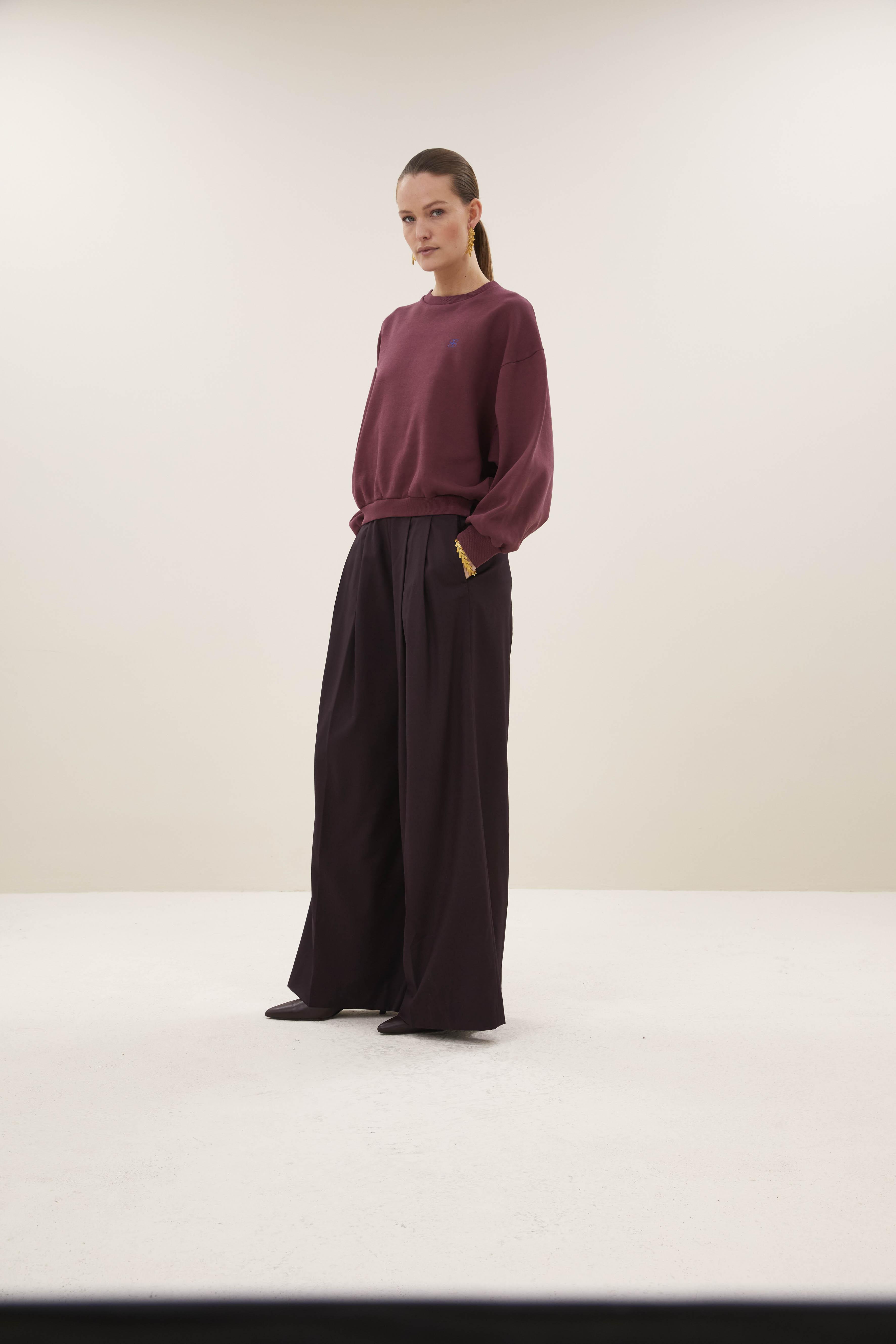 By-Bar Malyn Logo Sweater Burgundy Crush Damen Pullover rot